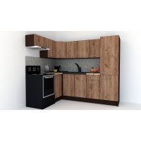 Bucatarie de Colt GENA NEW 4 ST. 160-230, Fara Corp de Cuptor, Wenge / Decor K004